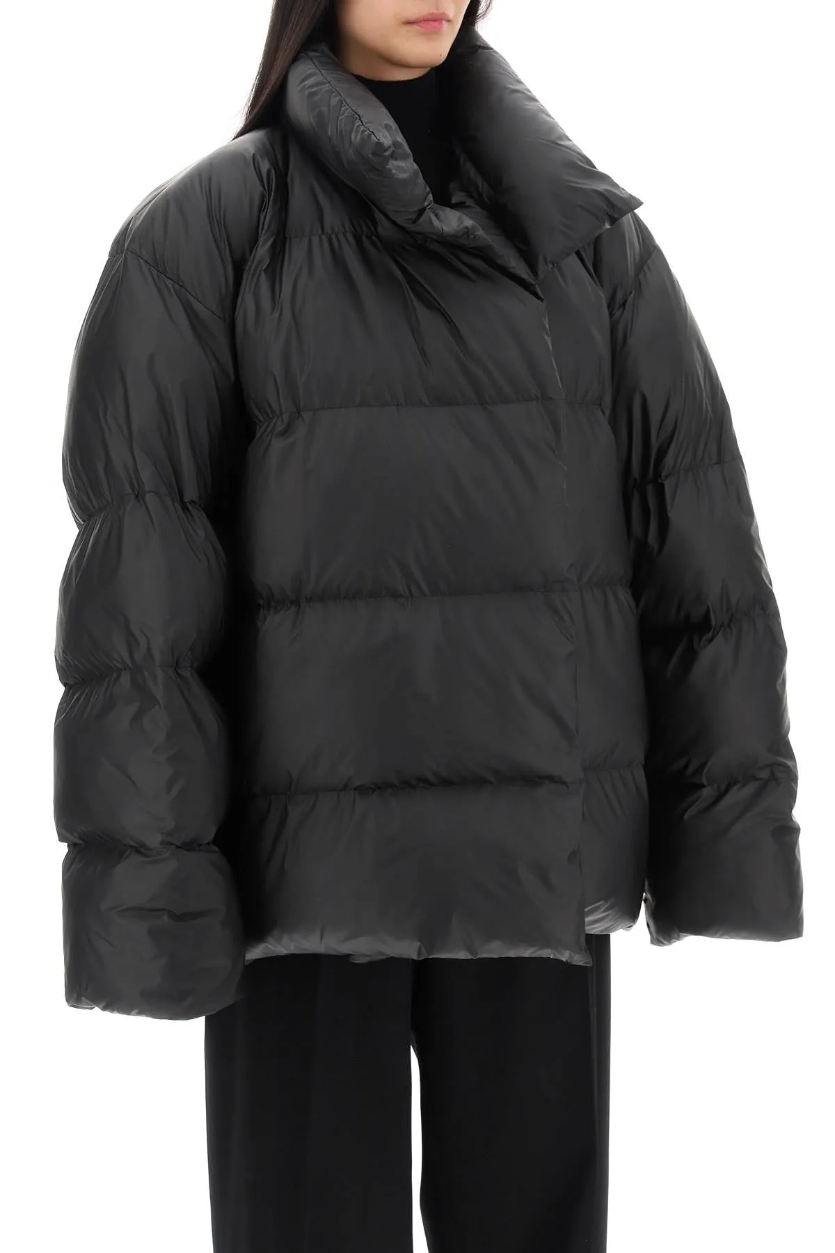 Balenciaga maxi wrap puffer jacket in coated nylon