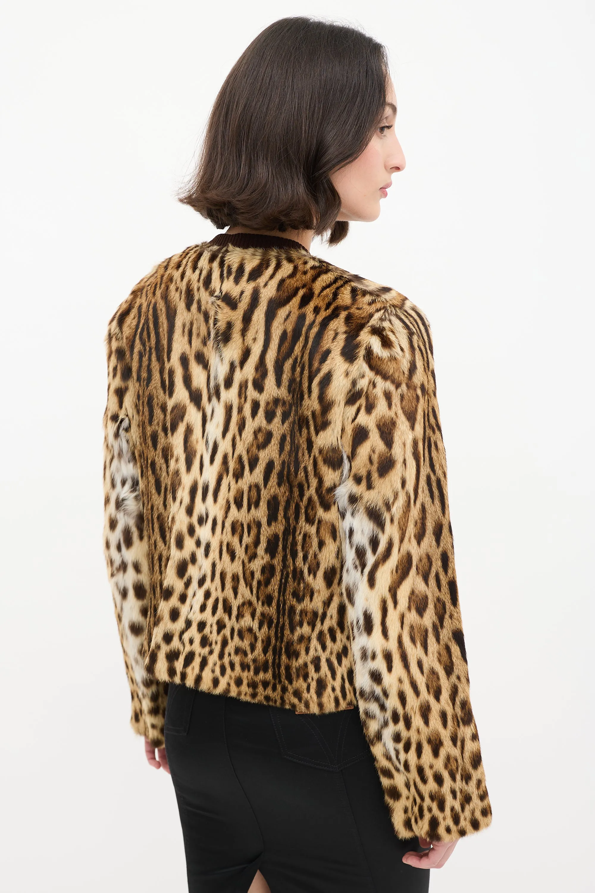 Beige & Brown Fur Tassel Jacket
