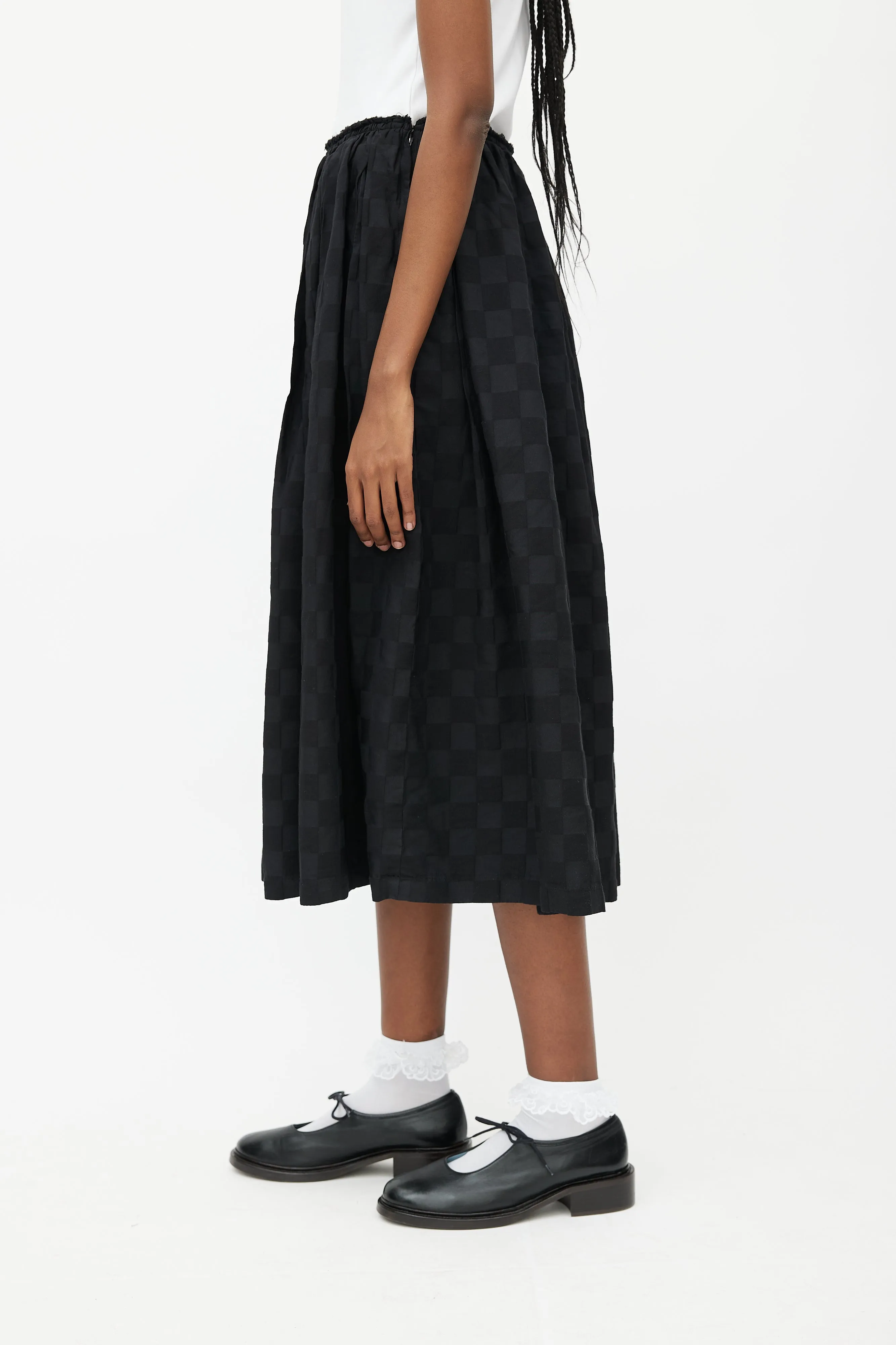 BLACK Black Checked Balloon Skirt