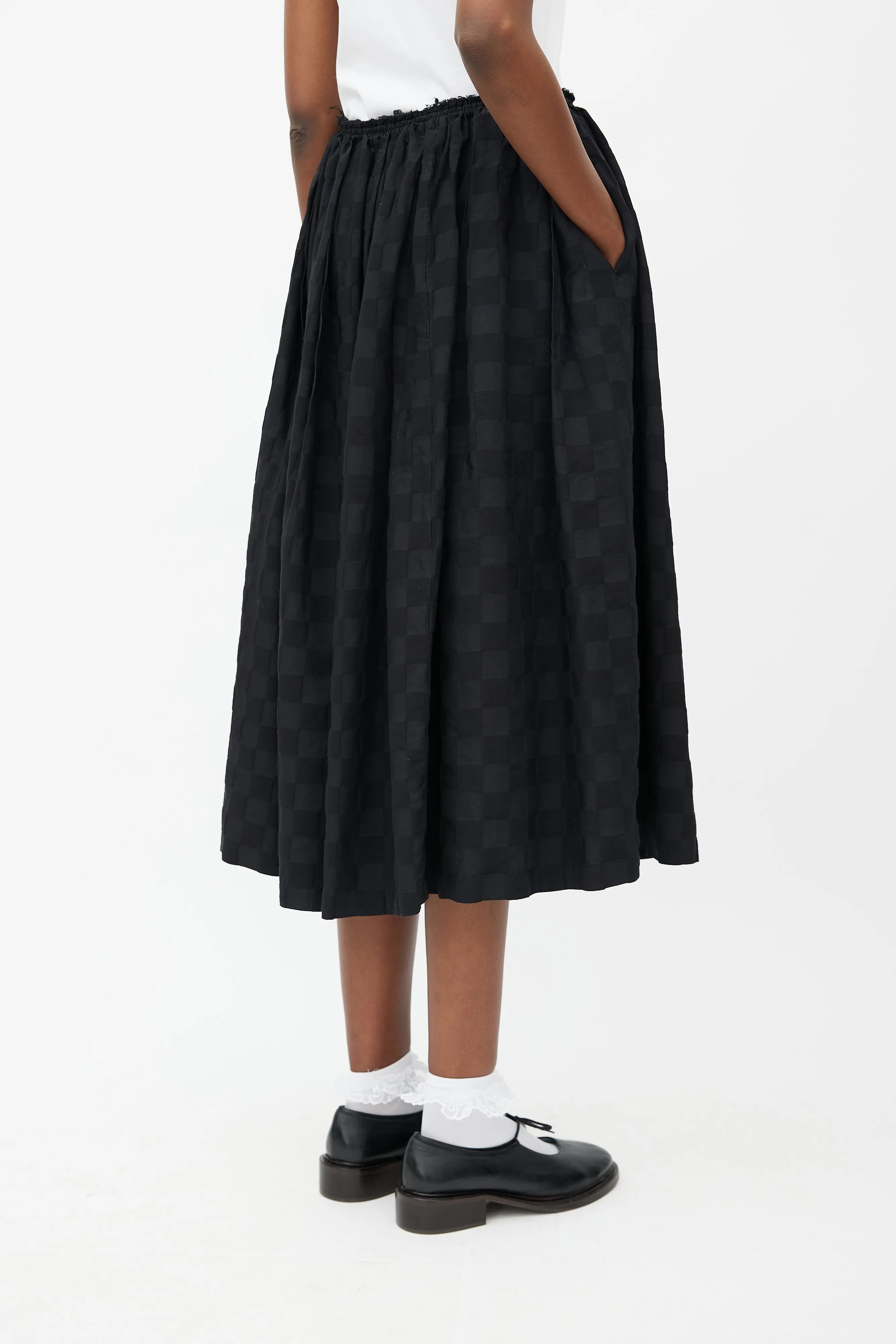 BLACK Black Checked Balloon Skirt