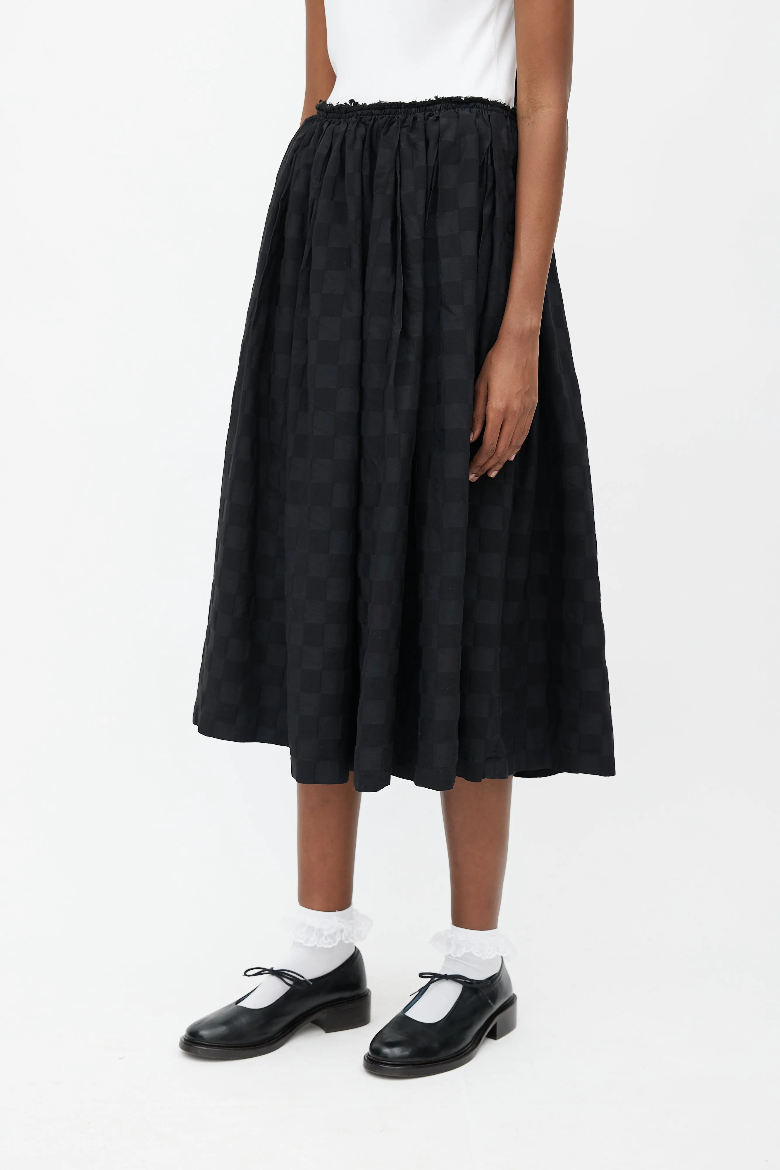 BLACK Black Checked Balloon Skirt