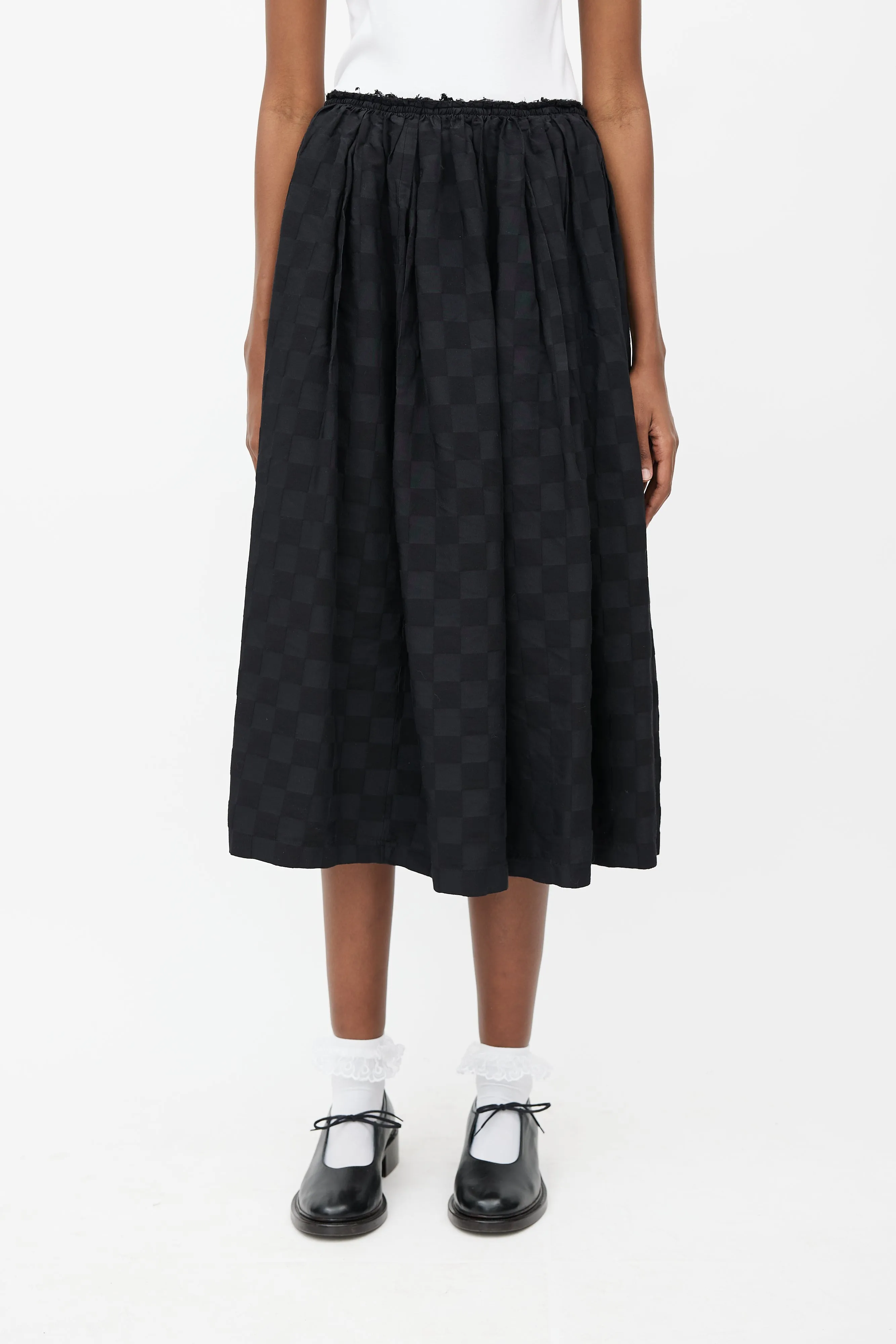 BLACK Black Checked Balloon Skirt