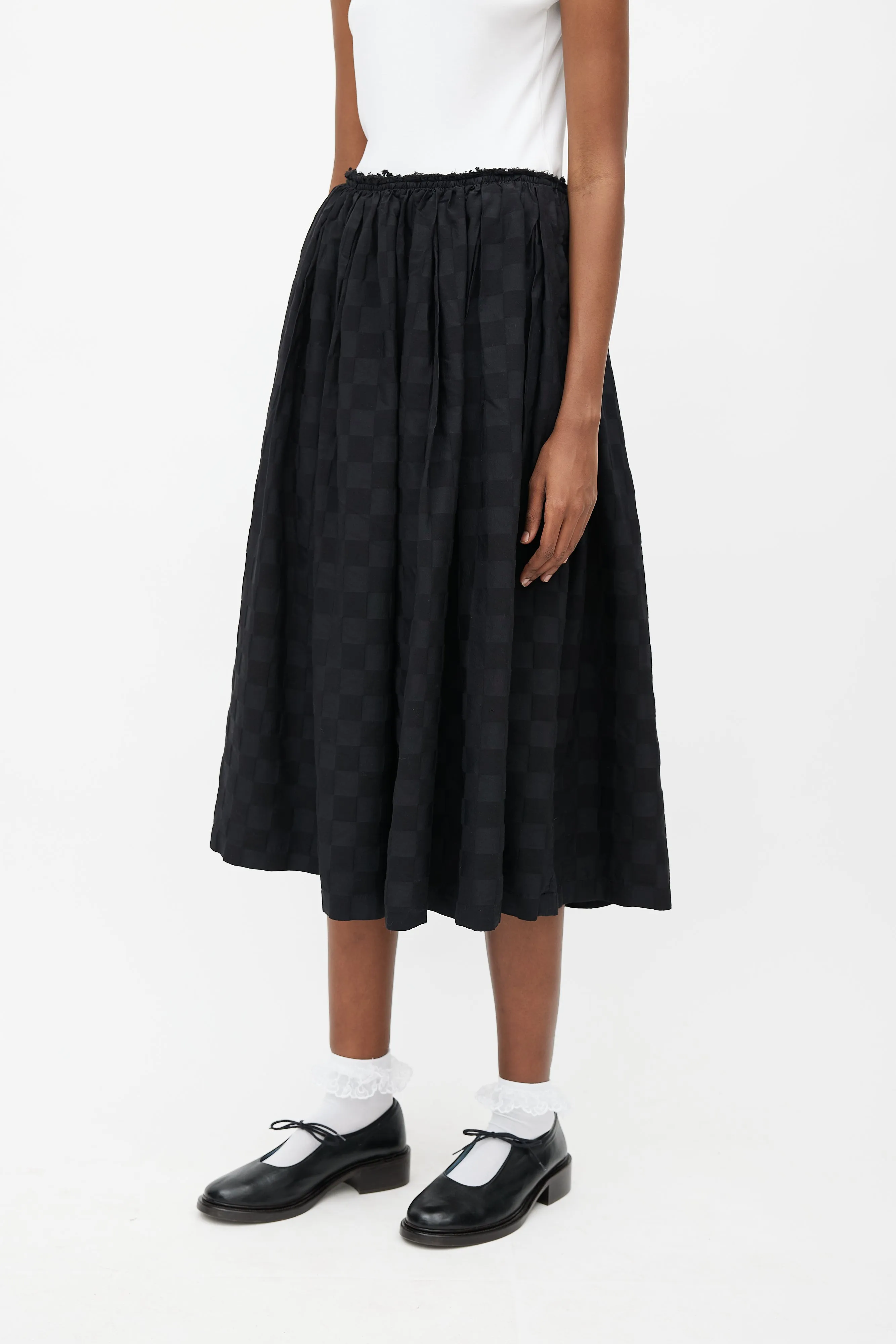 BLACK Black Checked Balloon Skirt