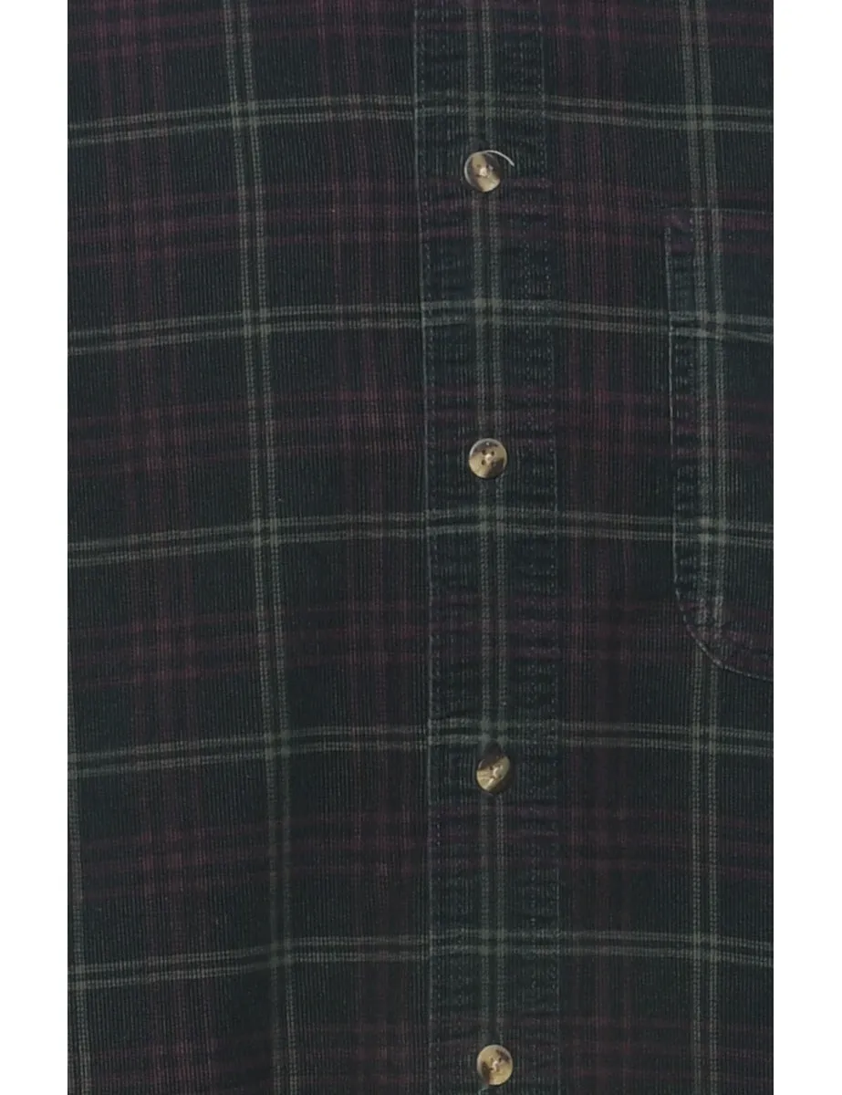 Black Corduroy Checked Shirt - M