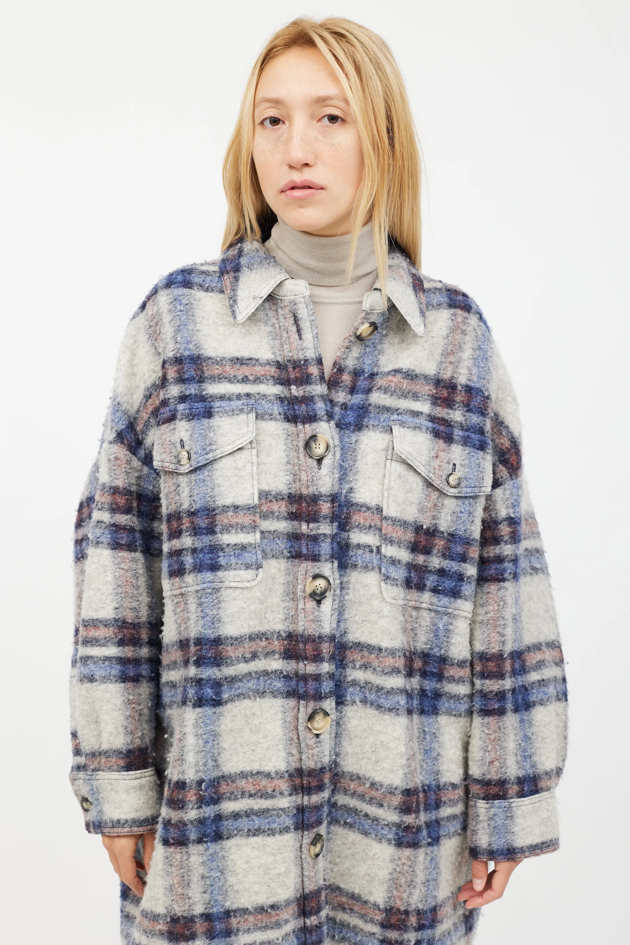 Blue Gabrion Checked Wool Jacket