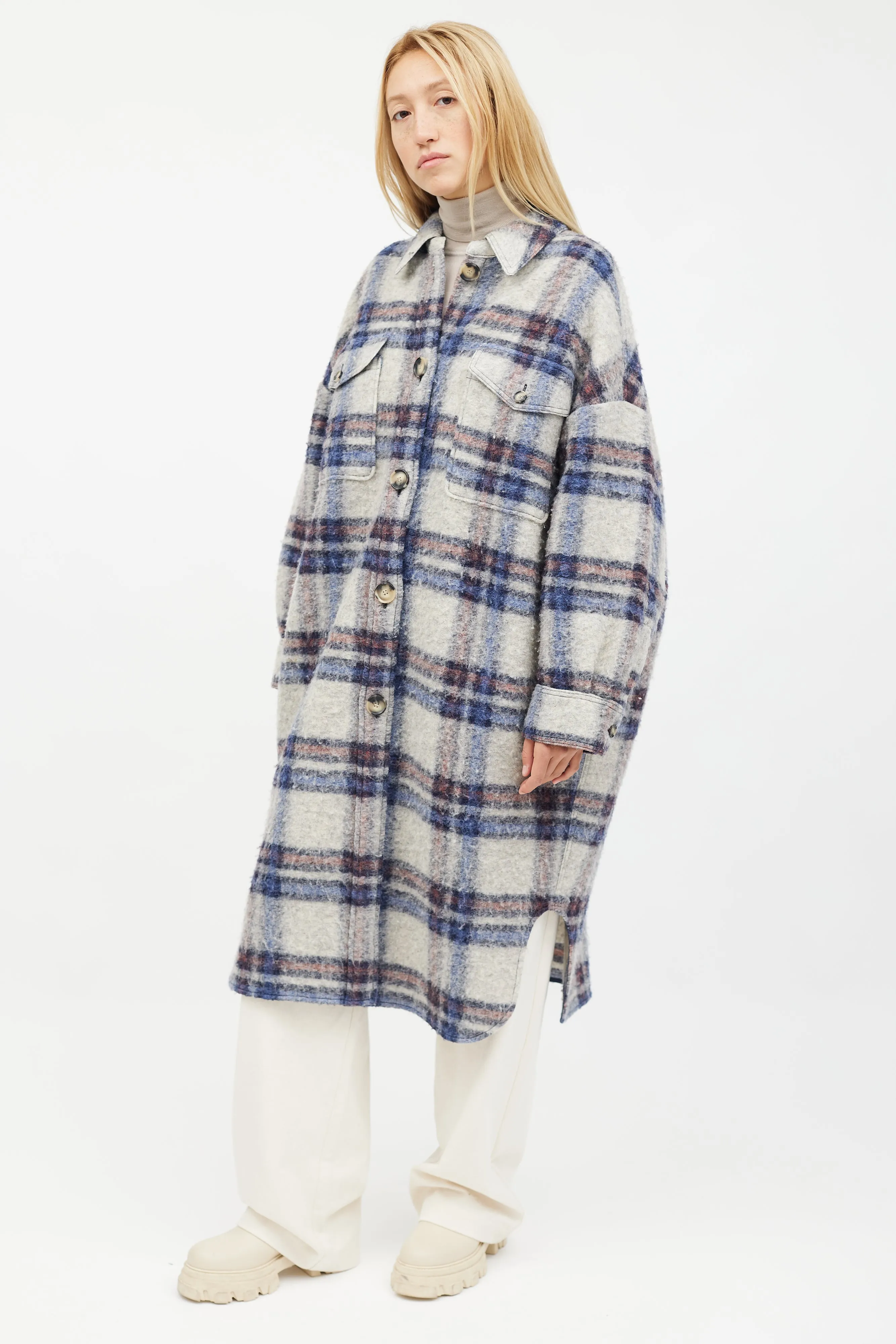 Blue Gabrion Checked Wool Jacket
