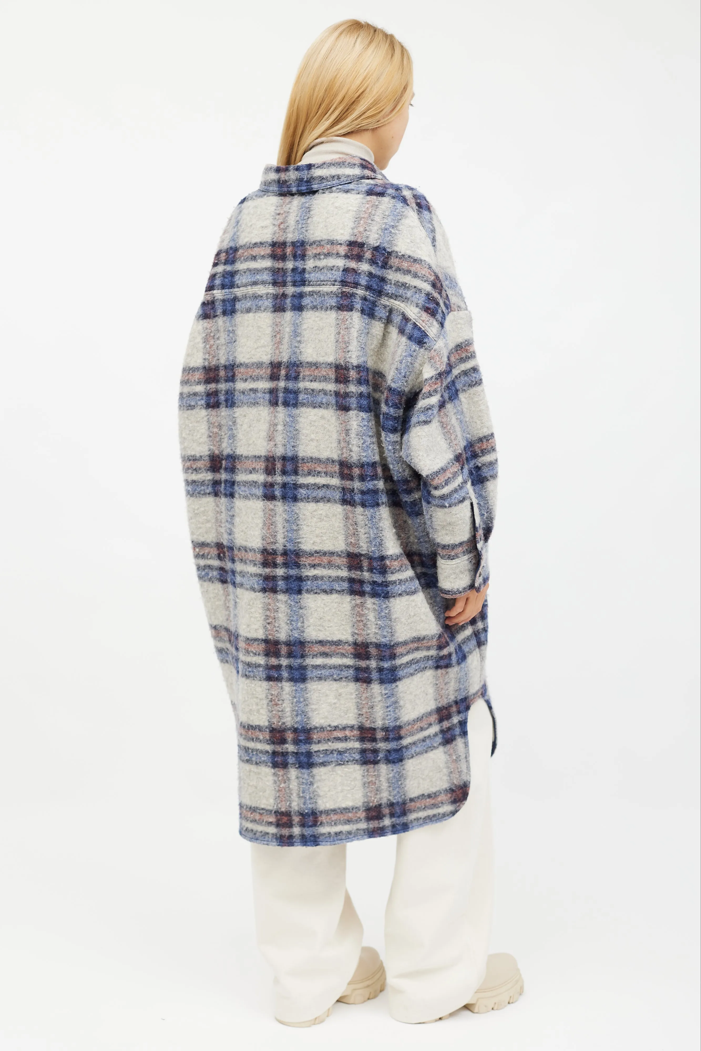 Blue Gabrion Checked Wool Jacket