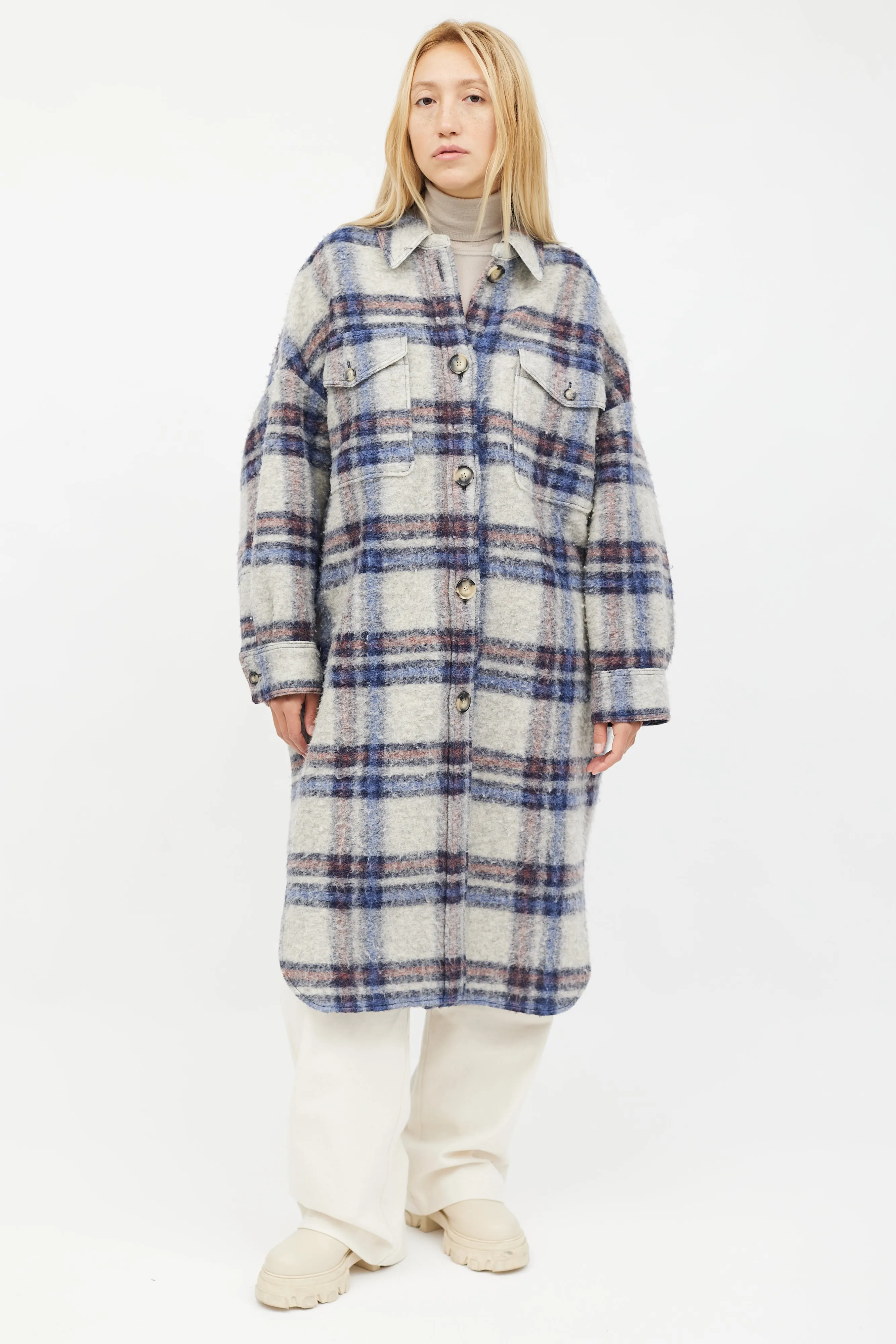Blue Gabrion Checked Wool Jacket