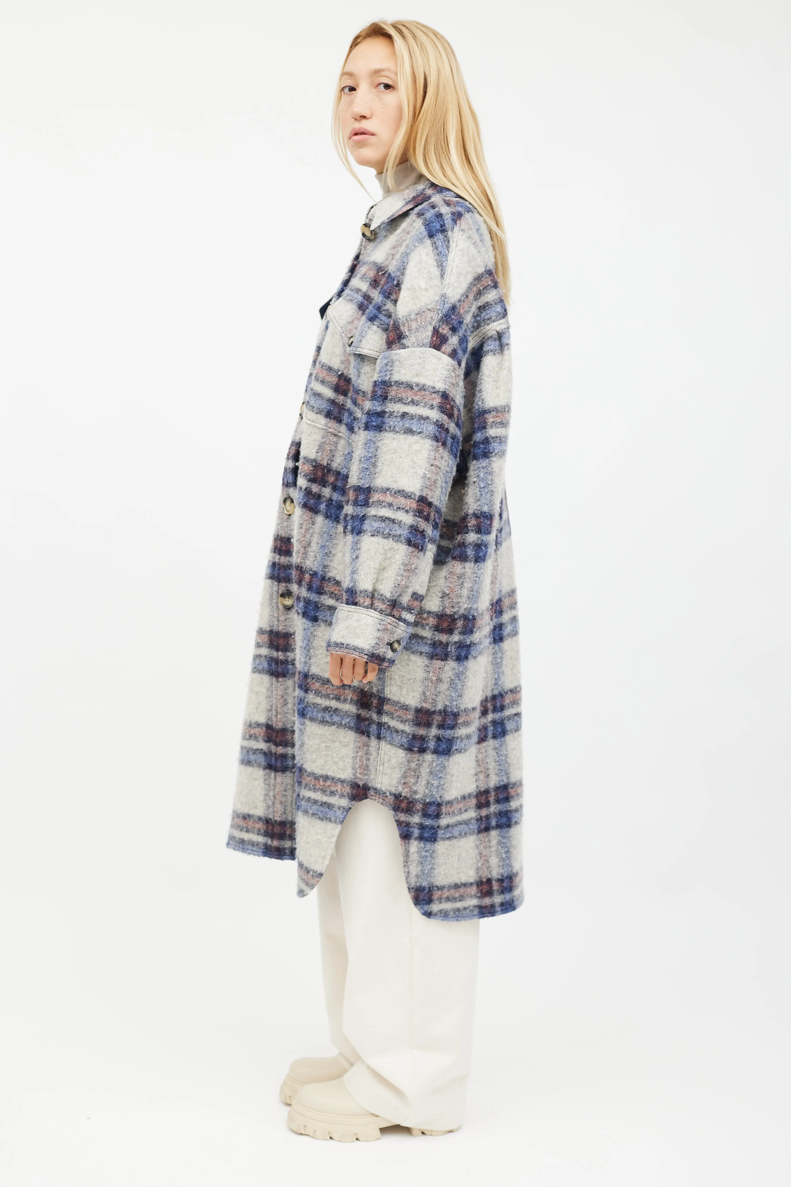 Blue Gabrion Checked Wool Jacket