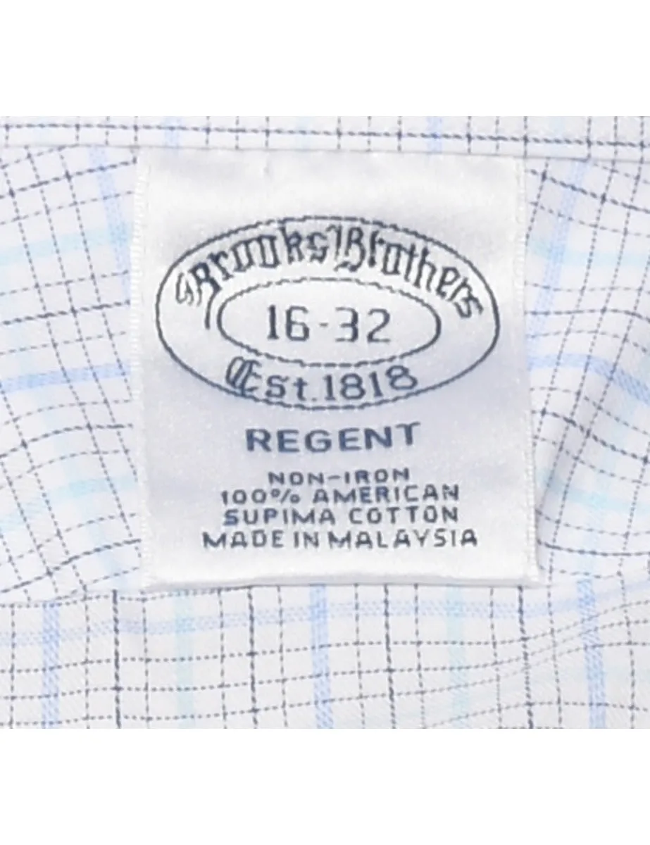 Brooks Brothers White & Blue Checked Shirt - M