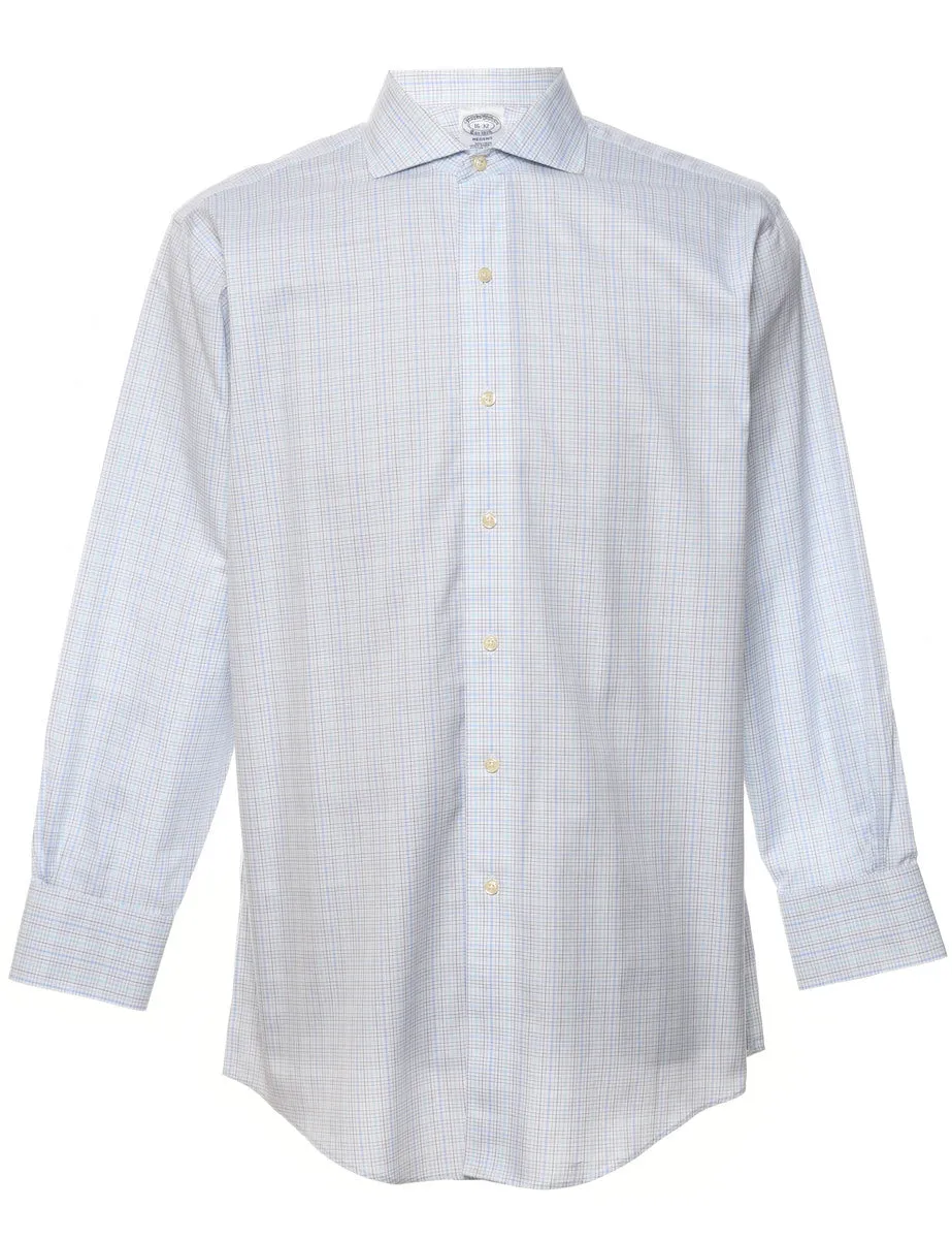 Brooks Brothers White & Blue Checked Shirt - M
