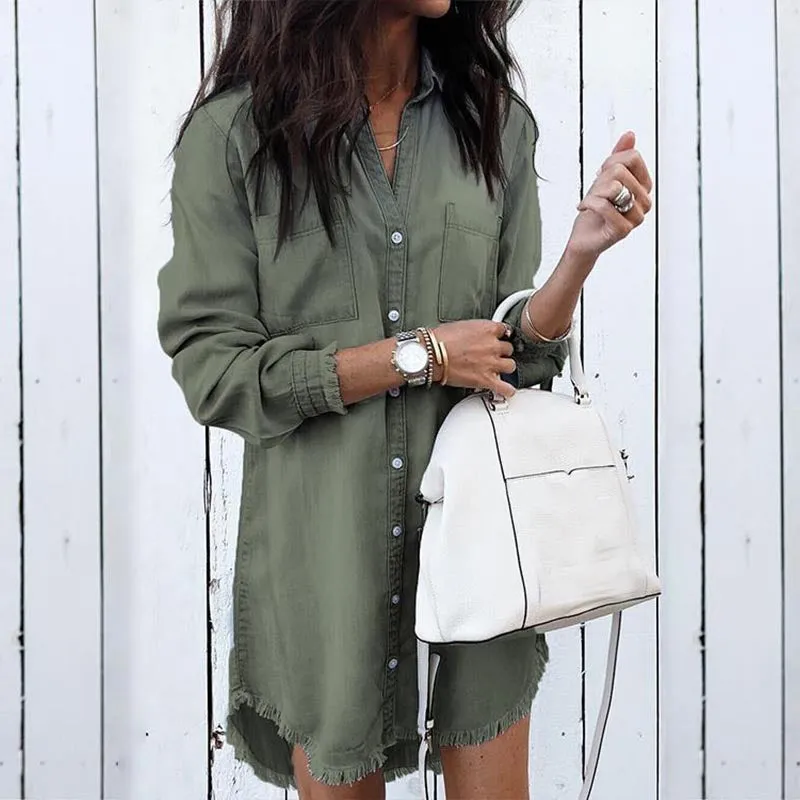 Casual Denim Shirt Dress