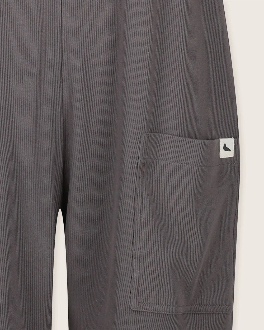 Charcoal Plain Rib Shortie Dungarees