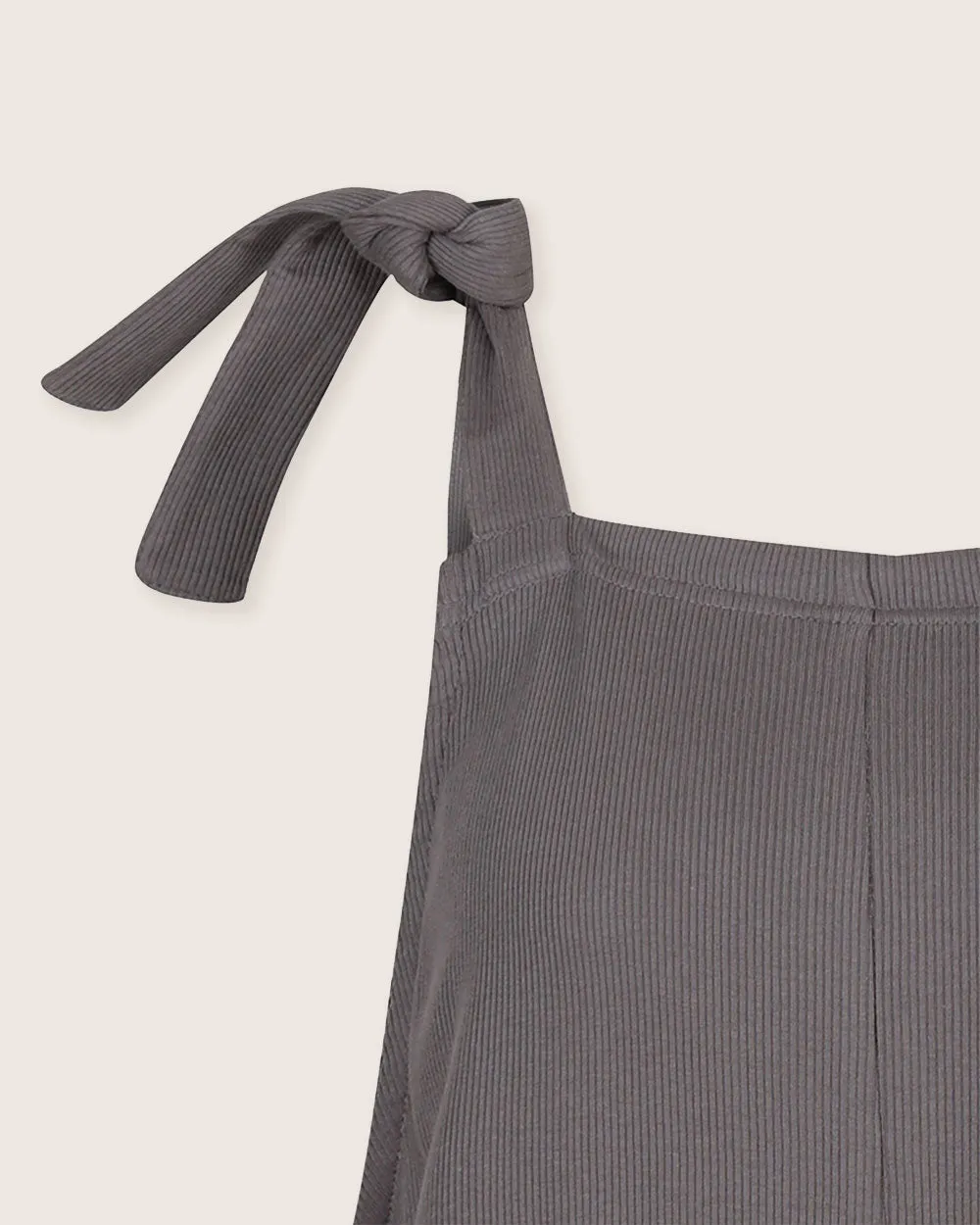 Charcoal Plain Rib Shortie Dungarees
