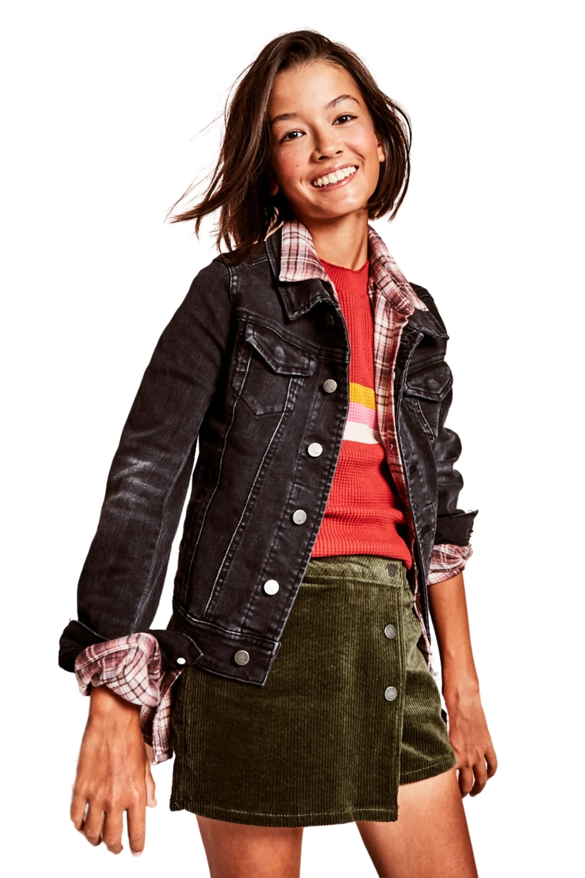 Corduroy Asymmetrical Button Skort