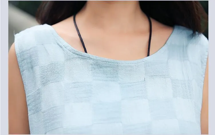 Cotton Linen Sleeveless Casual Dresses