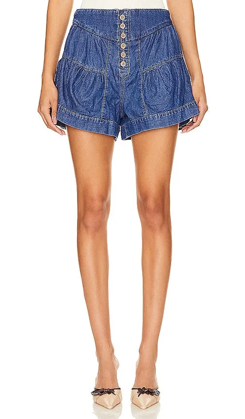 Free People x We The Free Fleur Denim Short In True Blue in Blue