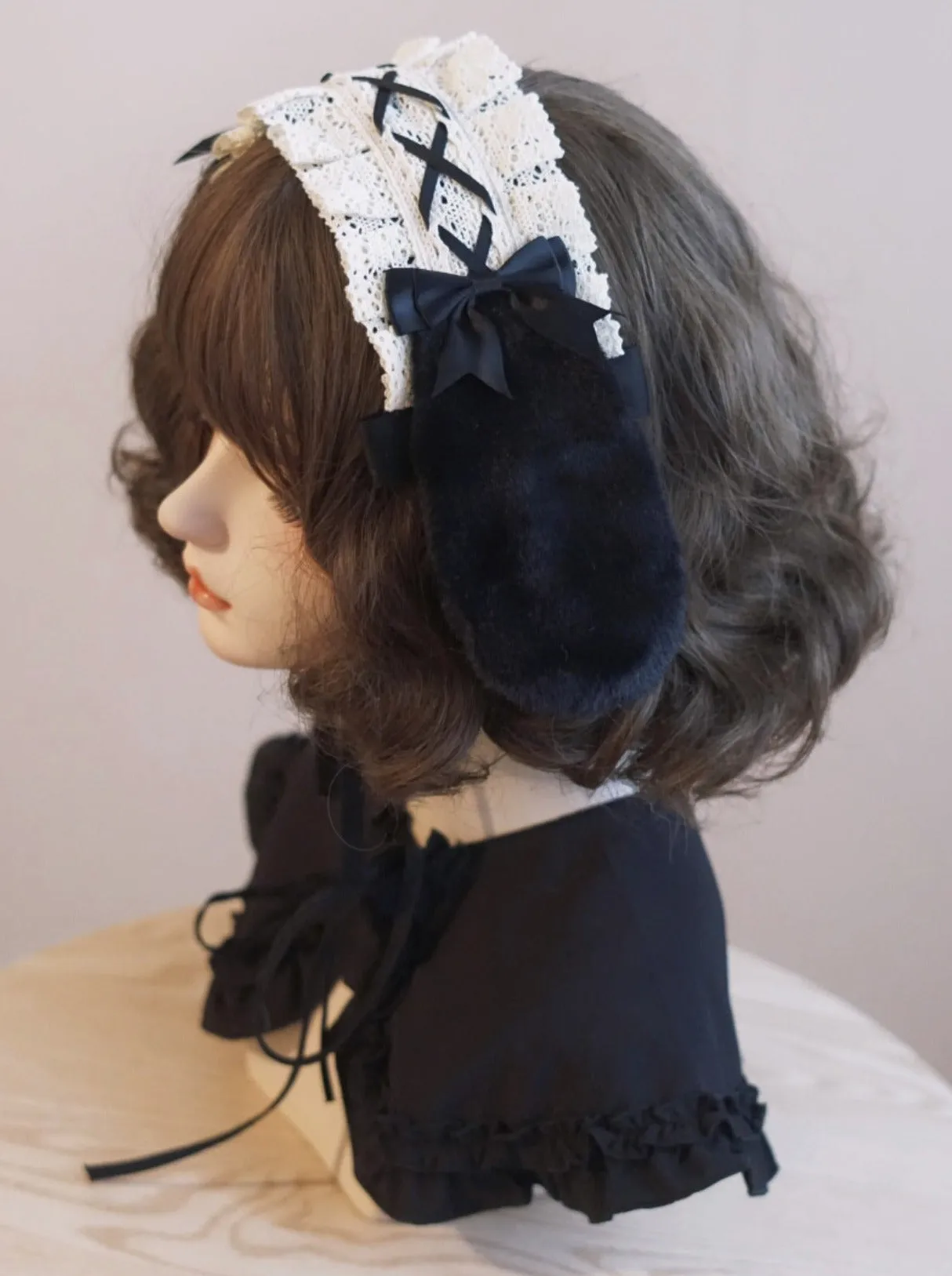 Fur Lace Hair Bunny Band
