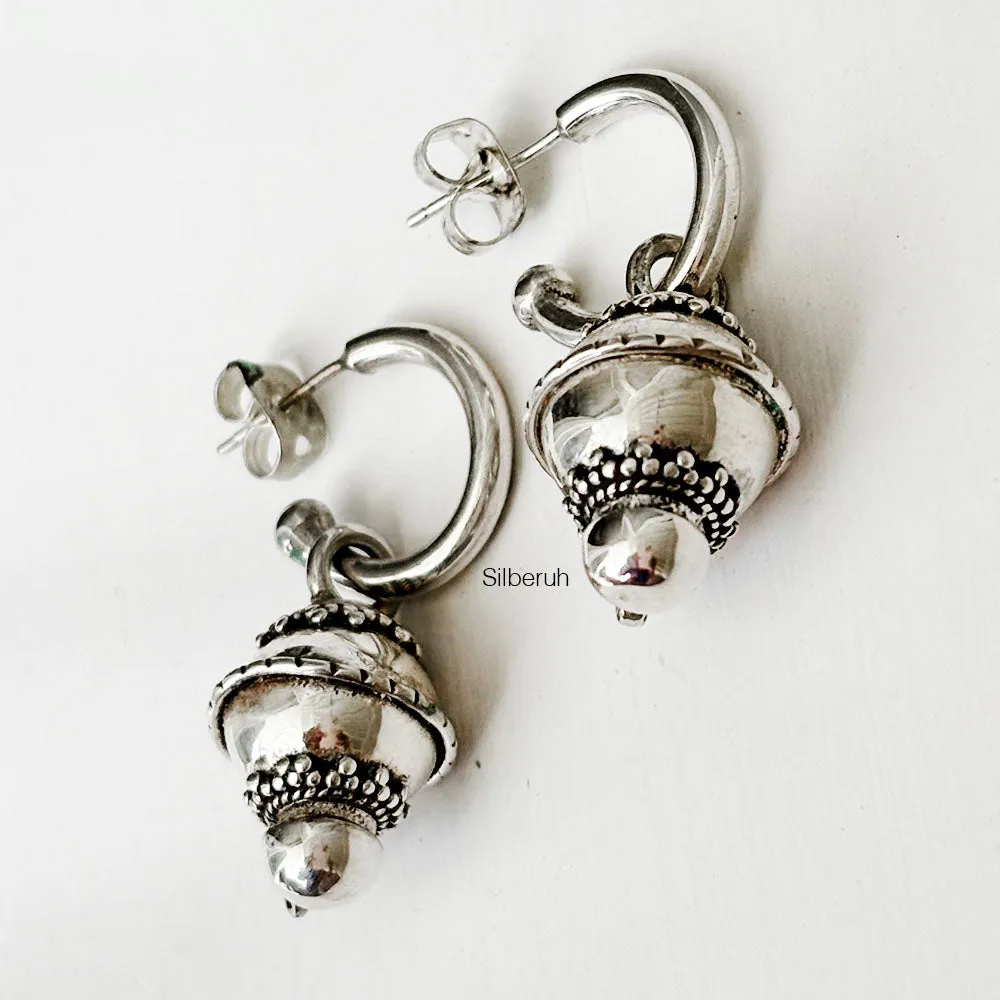 Half Bali Silver Ball Earring