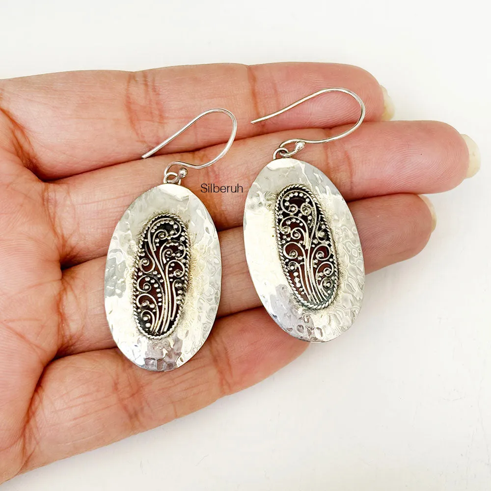Hammered Silver Jali Earring