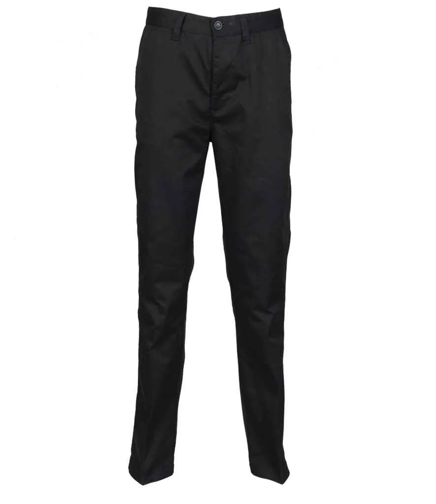 Henbury 65/35 Flat Fronted Chino Trousers | Black