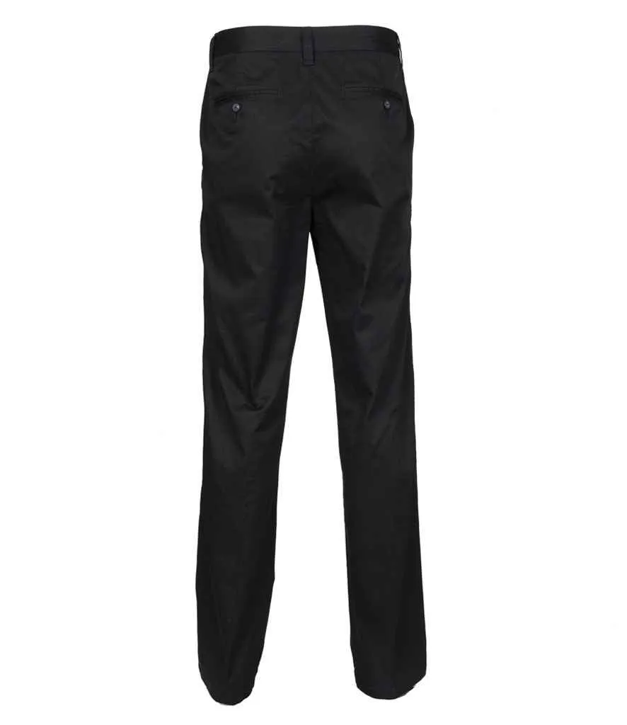 Henbury 65/35 Flat Fronted Chino Trousers | Black