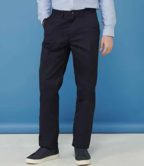 Henbury 65/35 Flat Fronted Chino Trousers | Navy