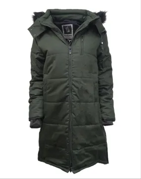 HoodLamb Women's Deep Army Green Hemp Nordic Puffer #W18LNU NWT