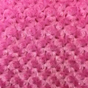 Hot Pink Rich Rose Rosette Floral Minky Fabric | Super Soft Fabric