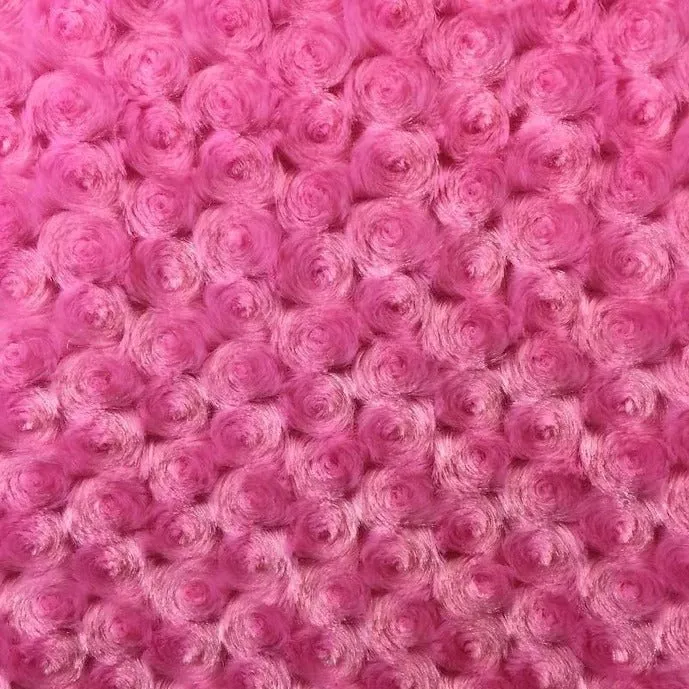 Hot Pink Rich Rose Rosette Floral Minky Fabric | Super Soft Fabric
