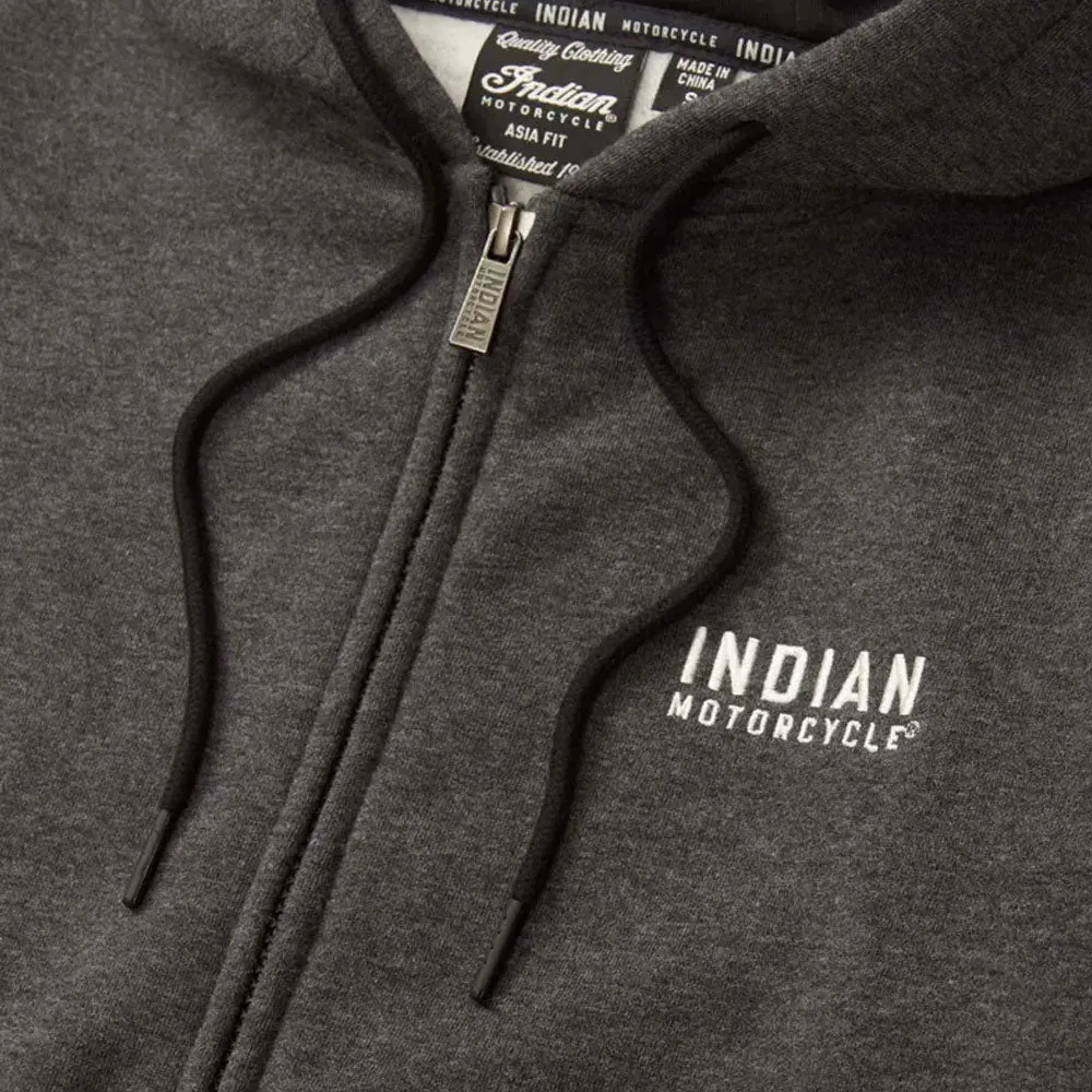 Indian Motorcycle  Womens Charcoal Black Contrast Hoodie Warm Comfy Grey Silver
