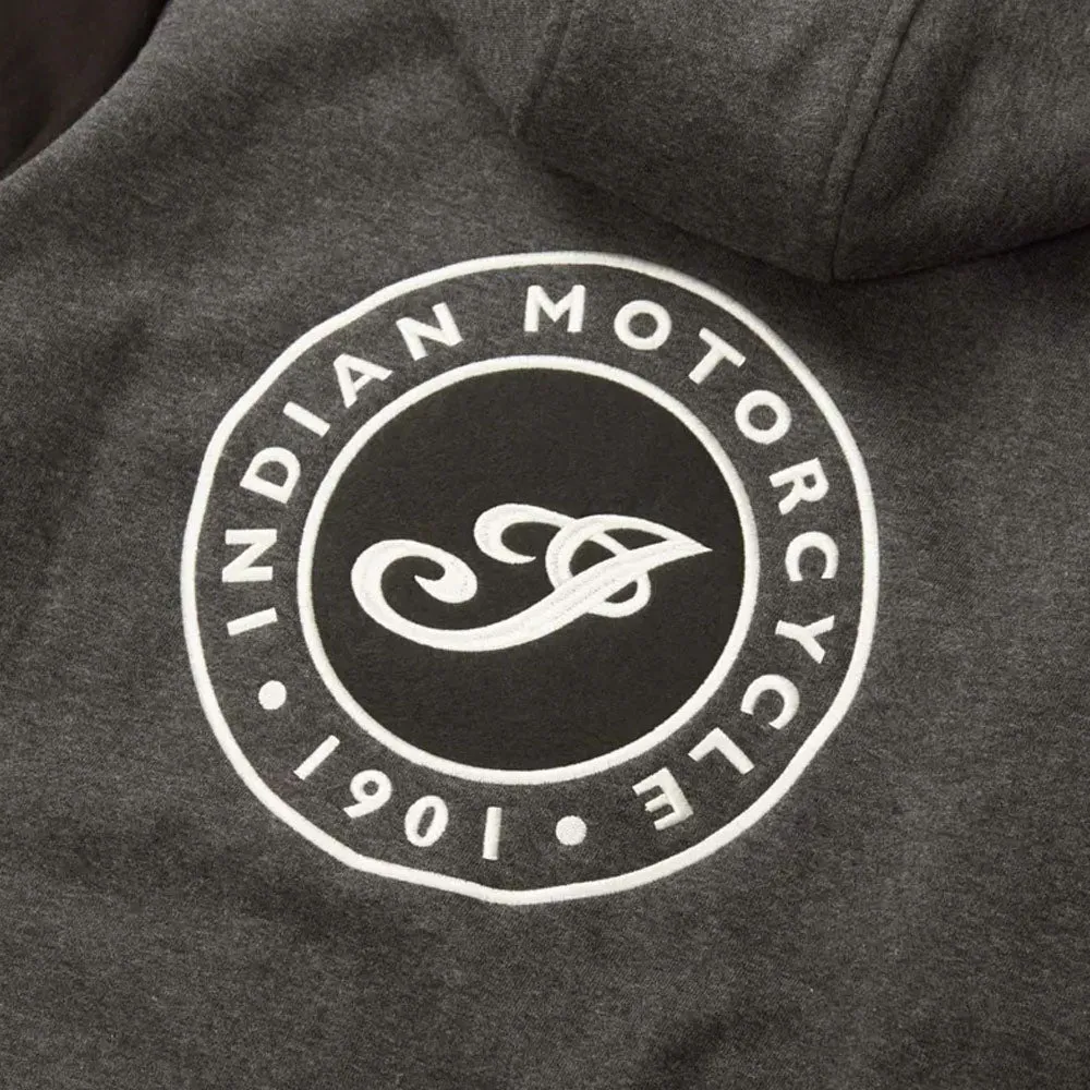 Indian Motorcycle  Womens Charcoal Black Contrast Hoodie Warm Comfy Grey Silver