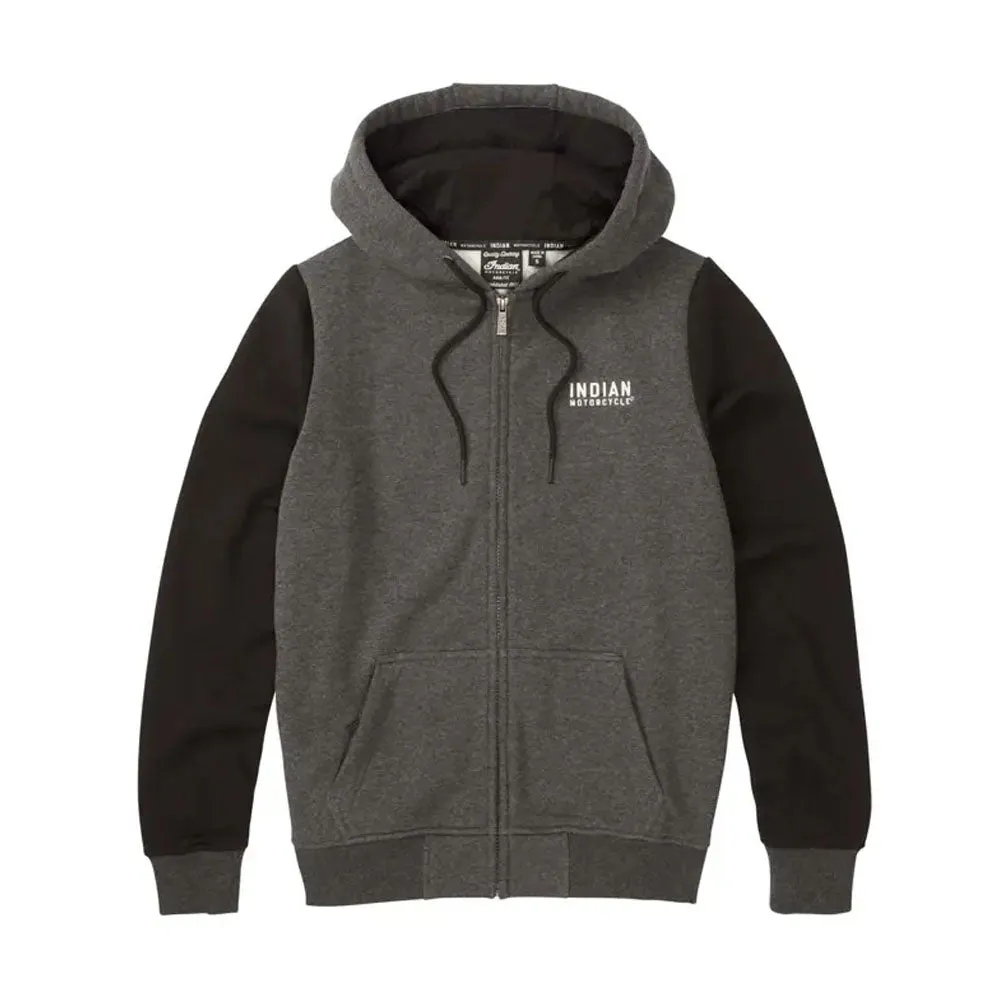Indian Motorcycle  Womens Charcoal Black Contrast Hoodie Warm Comfy Grey Silver