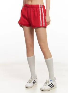 Lace-Trim Striped Shorts CA514