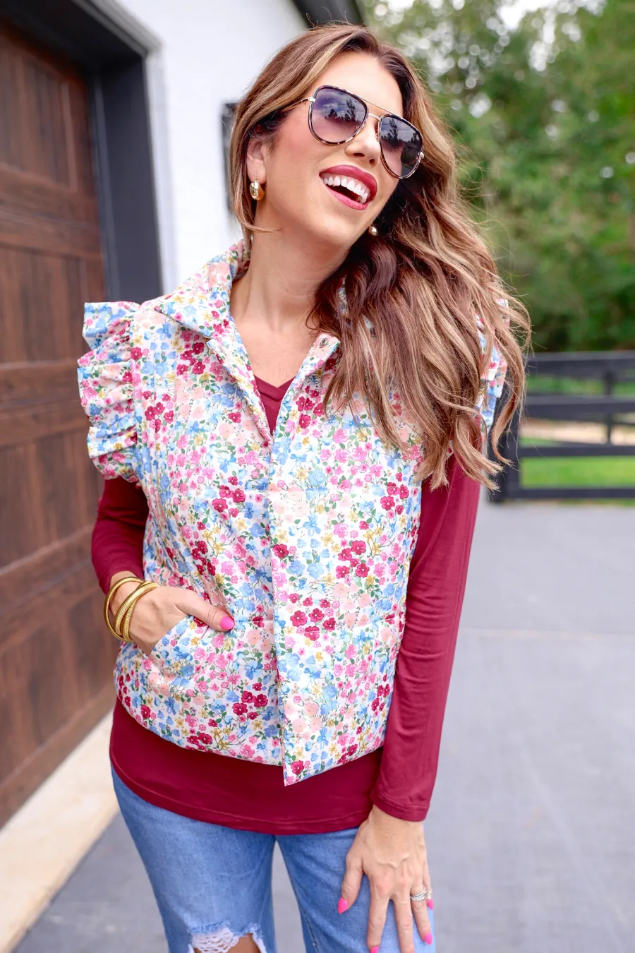 Liana Floral Puffer Vest
