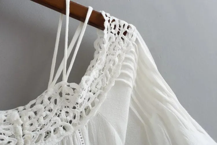 Long Sundress off the shoulder summer cotton lace casual dresses