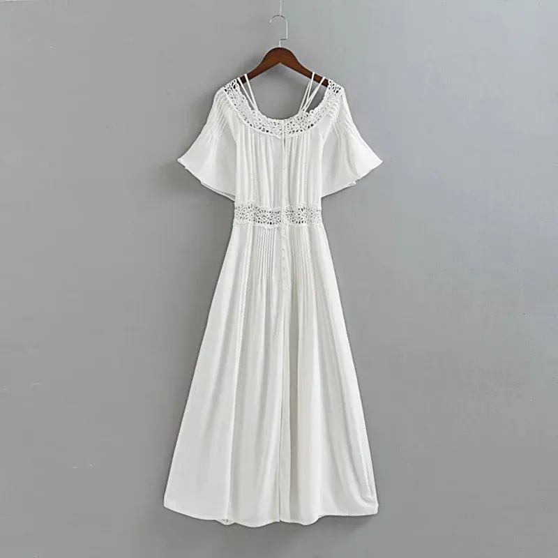 Long Sundress off the shoulder summer cotton lace casual dresses