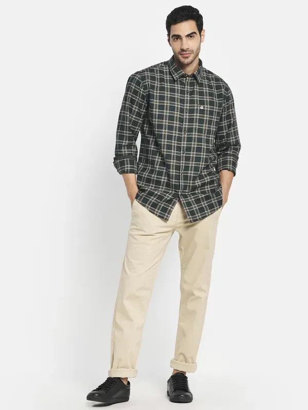 Men Green Tartan Checks Checked Casual Shirt