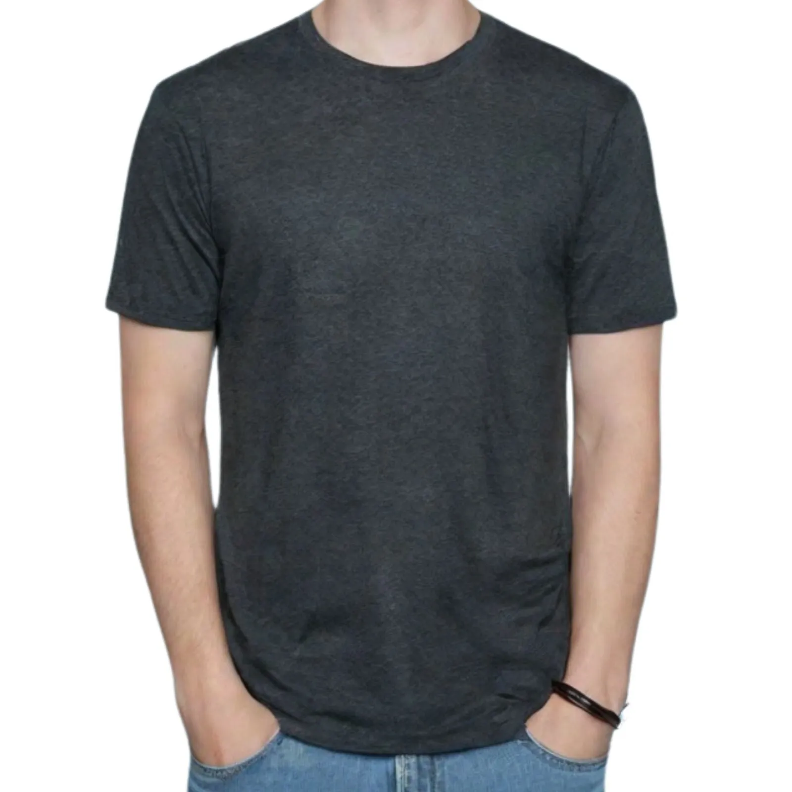 Mens COTTON STRETCH T-SHIRT Tee Top Plain Blank Adults Slim Skinny Fitted