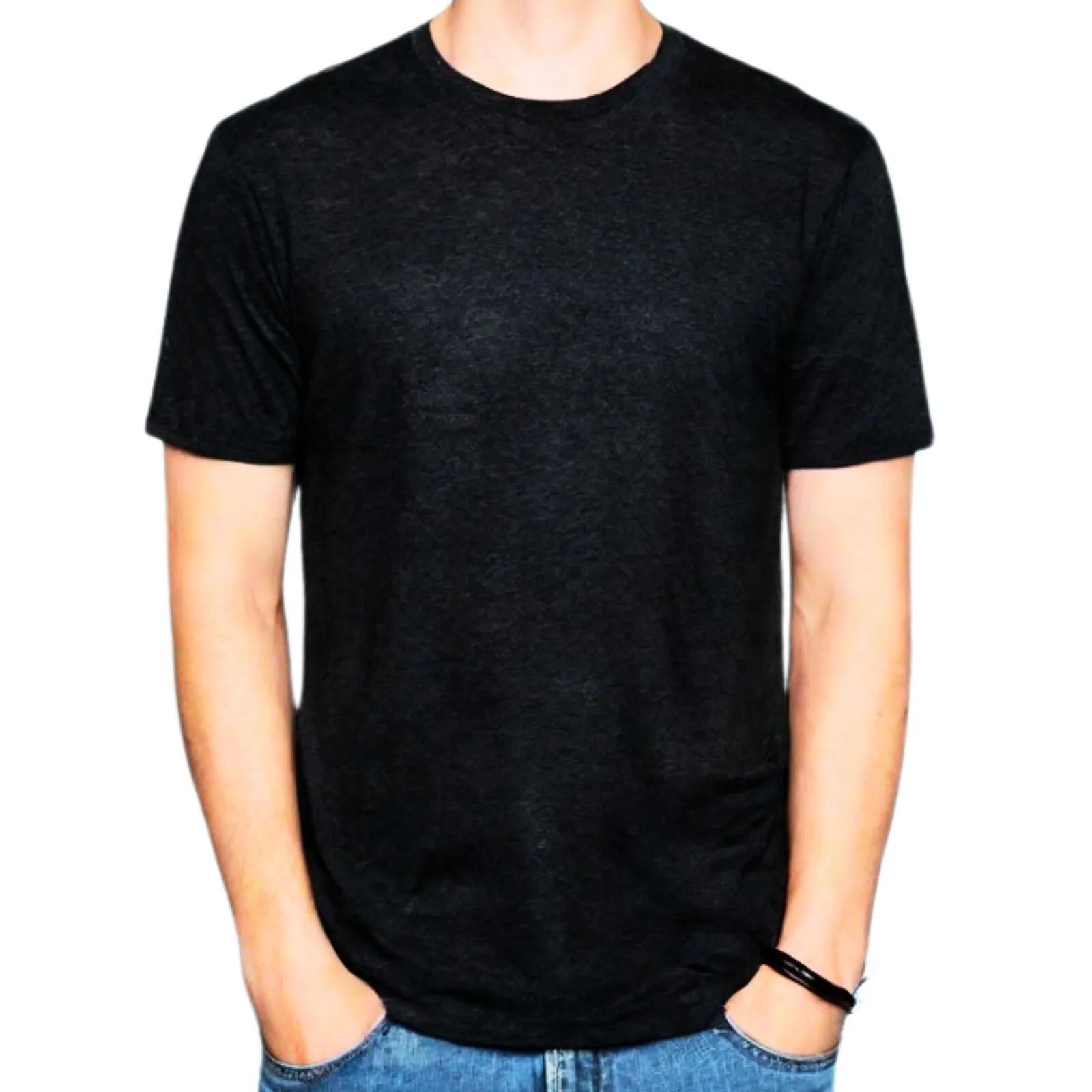 Mens COTTON STRETCH T-SHIRT Tee Top Plain Blank Adults Slim Skinny Fitted