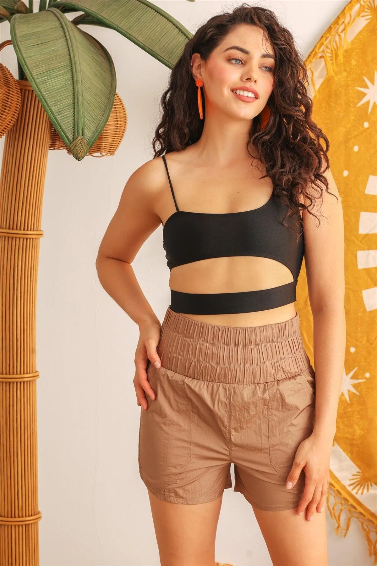 Mocha High Waist Two Pocket Shorts /1-2-2
