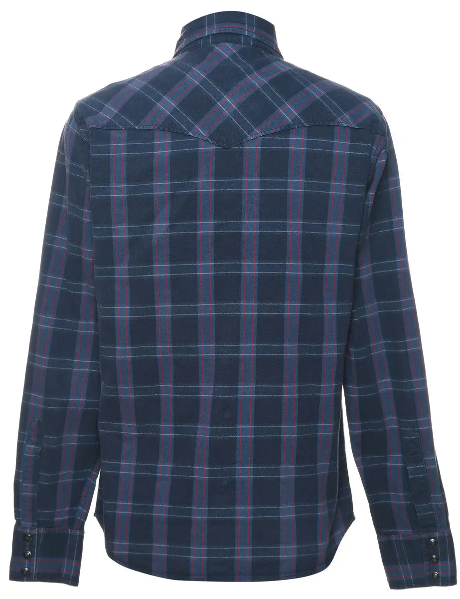 Navy Checked Shirt - S