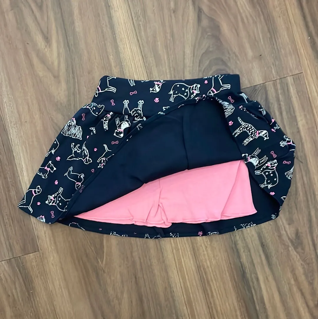 Navy Dog Print Skort
