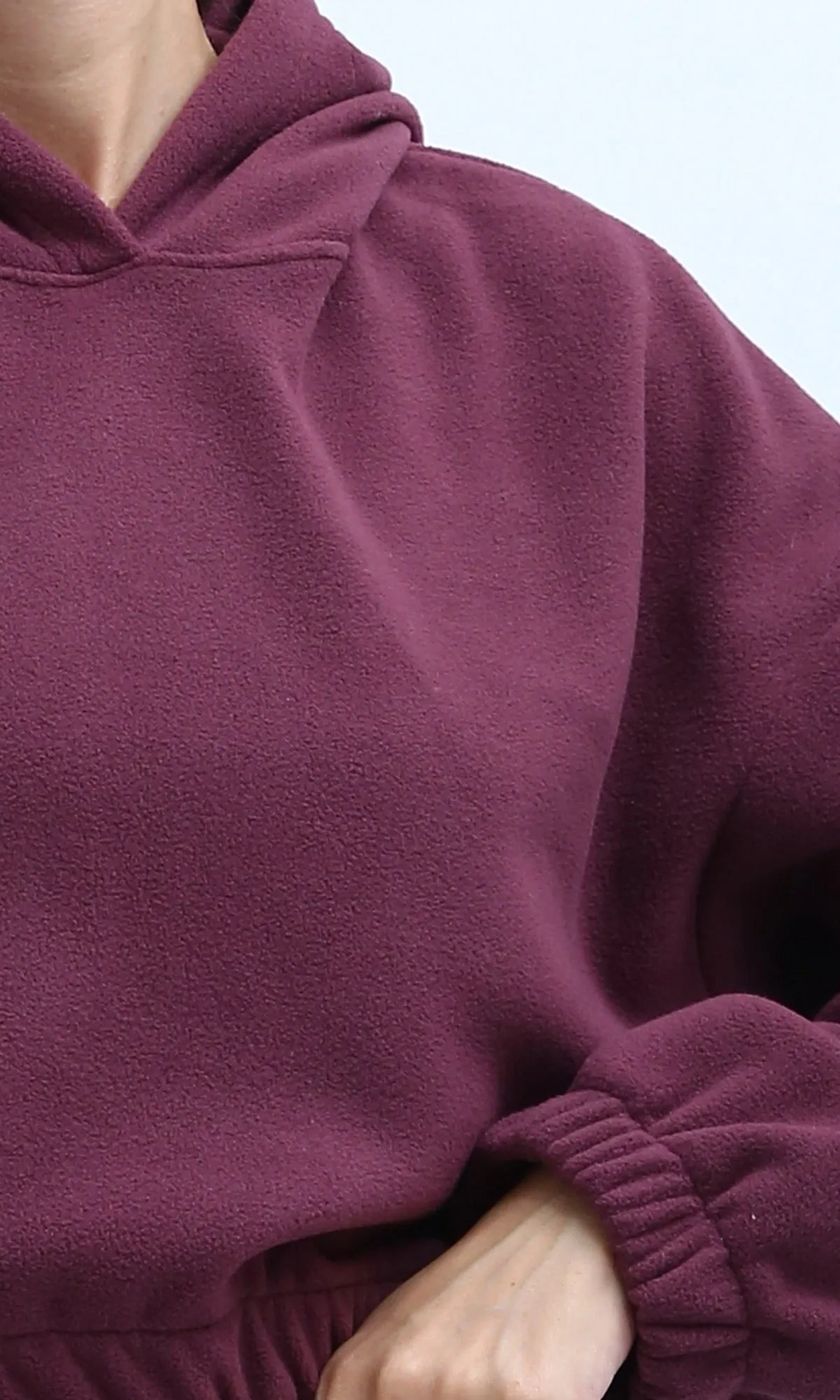 O200382 - Winter Cropped Hooded With Long Sleeves - Purple