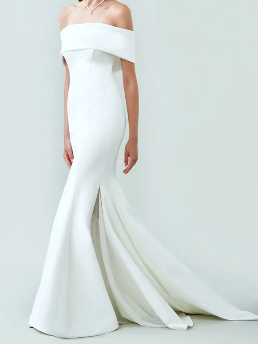 Off The Shoulder Ball Gown Wedding Dress Mermaid Satin