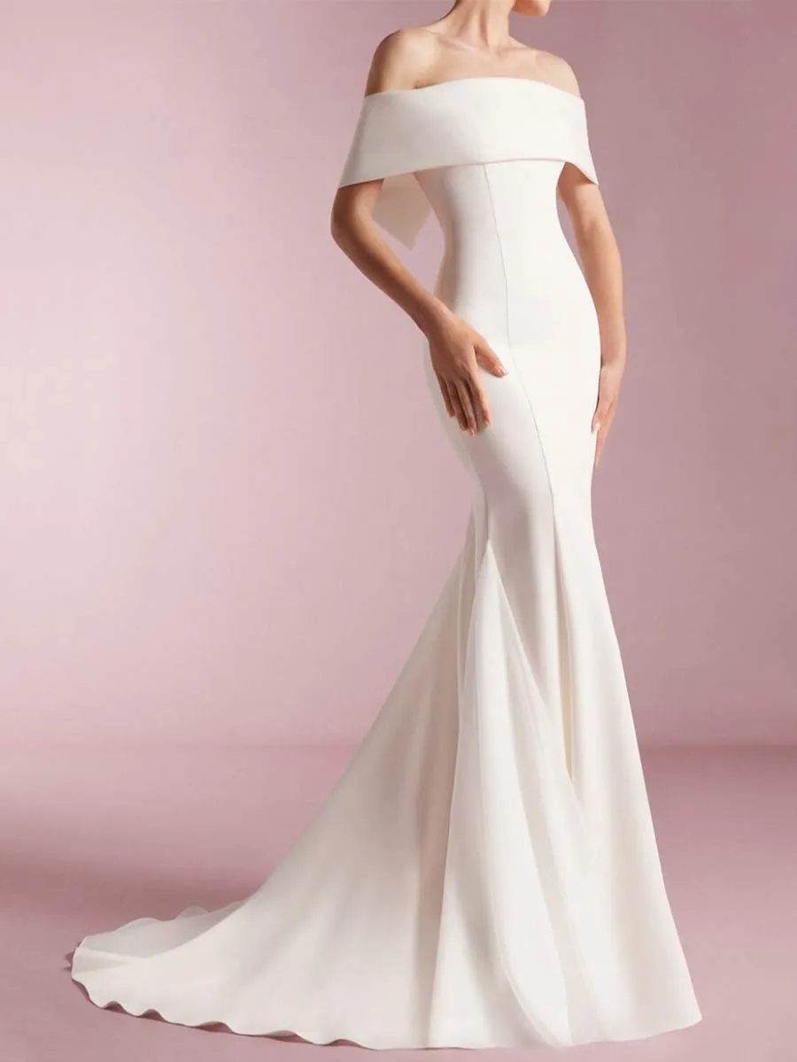 Off The Shoulder Ball Gown Wedding Dress Mermaid Satin