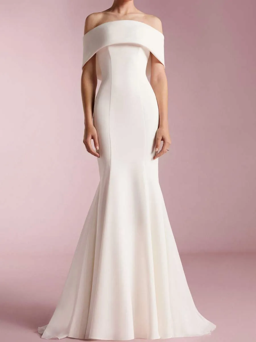 Off The Shoulder Ball Gown Wedding Dress Mermaid Satin