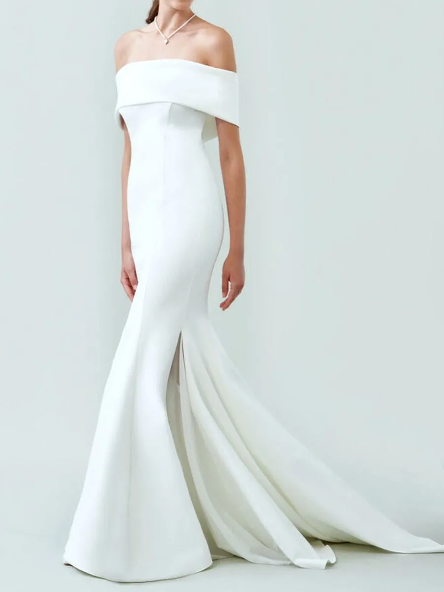 Off The Shoulder Ball Gown Wedding Dress Mermaid Satin