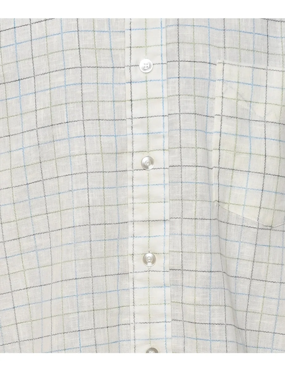 Off-White & Green 1970s Checked Shirt - L