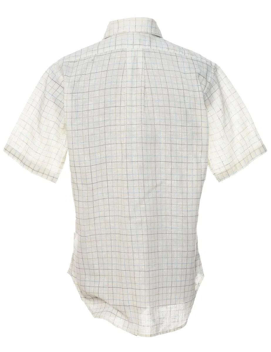 Off-White & Green 1970s Checked Shirt - L